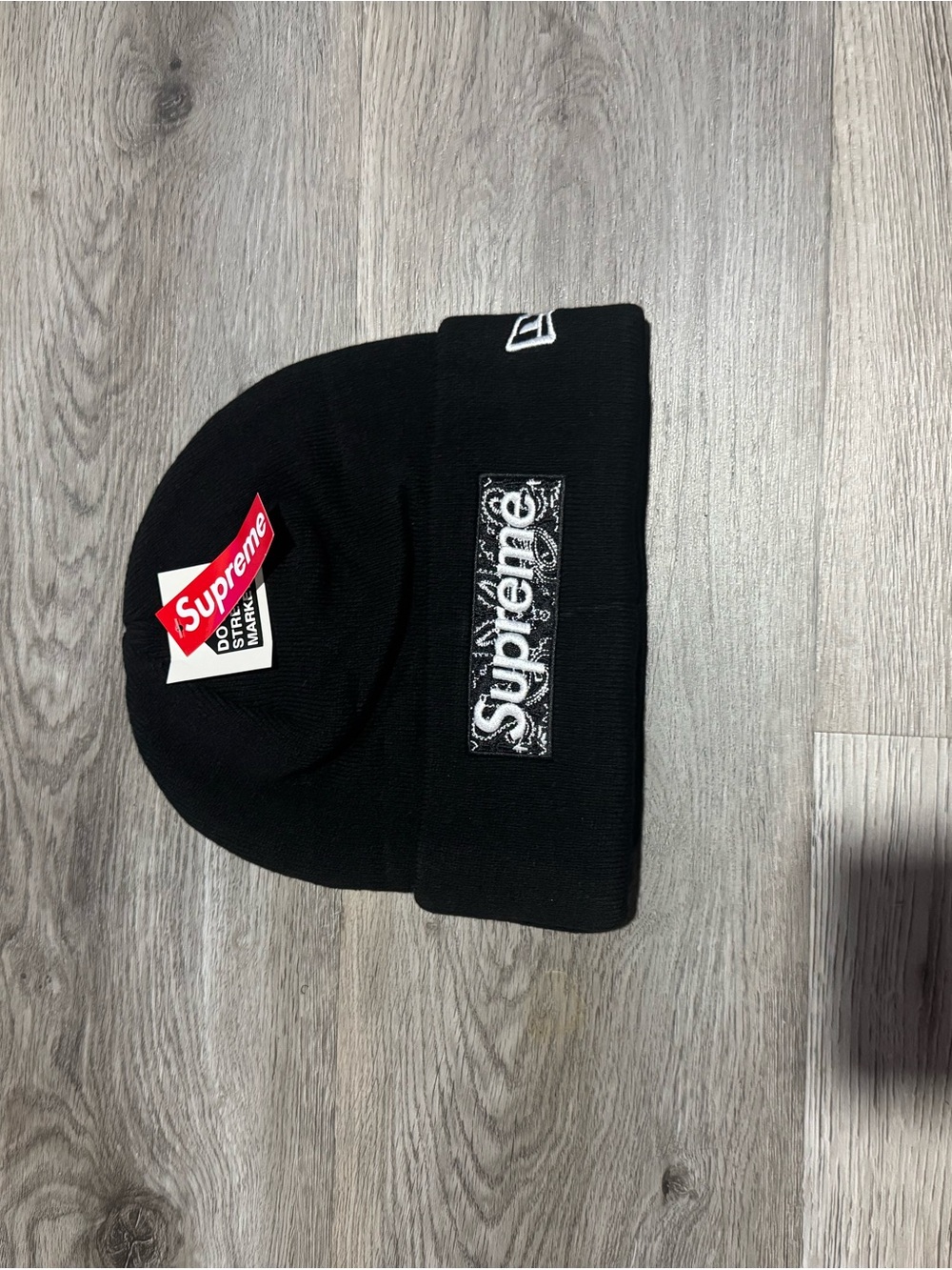 New Era Black Cuffed Beanie with Contrasting Logo Patch